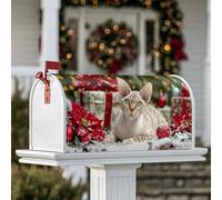 Coperture magnetiche per cassette postali a forma di gatto, ornamento natalizio a forma di stella di Natale, decorazioni per cassetta postale rossa per la casa e il giardino, 53 x 64 cm