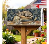 Coperture magnetiche per cassette postali a forma di gatto, per libri autunnali rustici, tazza da tè autunnale, copertura per cassetta postale per esterni, decorazione da giardino, 53 x 64 cm