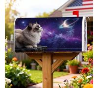 Coperture magnetiche per cassette postali a forma di gatto, pianeta fantasioso cosmico con stelle, copertura per cassette delle lettere viola, per decorazioni esterne, 53 x 64 cm