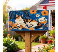 Coperture magnetiche per cassette postali a forma di gatto, protezione per cassetta postale blu per la decorazione del portico anteriore, 45,7 x 53,7 cm