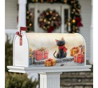 Coperture magnetiche per cassette postali a forma di gatto, regali fantasiosi di Natale con neve rossa, protezione per la posta per la casa e il giardino, 53 x 64 cm