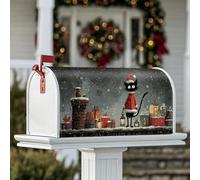 Coperture magnetiche per cassette postali a forma di gatto, regali natalizi fantasiosi per camino natalizio rosso stagionale copertura per cassetta postale per decorazione cortile 45,7 x 53,3 cm