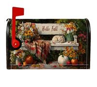 Coperture magnetiche per cassette postali a forma di gatto, rustiche con fiori di zucca autunnali arancioni per la decorazione del prato, 53 x 64 cm