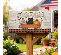 Coperture magnetiche per cassette postali a forma di gatto, rustiche con zucche di fattoria, per Halloween, colore arancione, decorazione per giardino, 53 x 65,5 cm