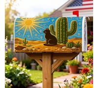 Coperture magnetiche per cassette postali a forma di gatto, rustiche del deserto, con cactus sole, estate, giallo, decorazione per esterni, 53 x 64 cm