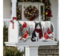 Coperture magnetiche per cassette postali a forma di gatto, sciarpa rustica invernale stile cardinale, protezione per cassetta postale rossa, protezione per esterni, decorazione da cortile, 45,7 x