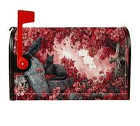 Coperture magnetiche per cassette postali a forma di gatto, stile gotico autunnale, con foglie rosse, decorazione per la casa e il giardino, 45 x 53 cm