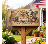 Coperture magnetiche per cassette postali a forma di gatto, stile patriottico vintage, copertura per cassetta postale rossa per esterni e cortile, 45,7 x 53,3 cm