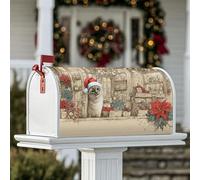 Coperture magnetiche per cassette postali a forma di gatto, stile rustico natalizio con stella di Natale e cappello di Babbo Natale, decorazione per porta d'ingresso, 45 x 53 cm