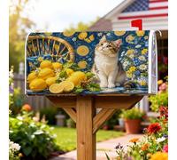 Coperture magnetiche per cassette postali a forma di gatto, vivaci limoni fantasiosi e farfalle, colore giallo, per le vacanze, per la casa e il giardino, 53 x 64 cm