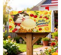 Coperture magnetiche per cassette postali a forma di gelato, copertura estiva per cassetta della posta con gatti e ciliegie, decorazione da giardino per esterni, 45 x 53 cm