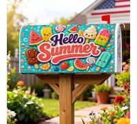 Coperture magnetiche per cassette postali a forma di gelato, copertura estiva per cassetta della posta con anguria e lecca-lecca, decorazione per giardino e patio, 53 x 64 cm