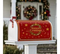 Coperture magnetiche per cassette postali a forma di ghirlanda, con stelle natalizie e bastoncini di zucchero, colore rosso, per decorare il cortile, 45 x 53 cm