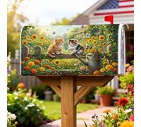 Coperture magnetiche per cassette postali a forma di girasole, copertura decorativa per cassetta postale con gattino e farfalla primaverile, colore giallo, decorazione da giardino per esterni, 53 x 64