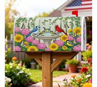 Coperture magnetiche per cassette postali a forma di girasole, copertura decorativa per cassetta postale gialla colorata blu ghiandaia cardinale primaverile per esterni, giardino, cortile, decorazione