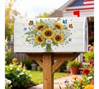 Coperture magnetiche per cassette postali a forma di girasole, copertura per cassetta postale con farfalla rustica primaverile e crisantemo gialla per le vacanze, per decorazioni esterne da cortile