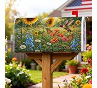 Coperture magnetiche per cassette postali a forma di girasole, copertura per cassetta postale gialla con colibrì vibrante primaverile, per decorazione da giardino all'aperto, 53 x 65,5 cm