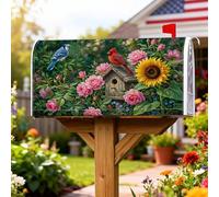 Coperture magnetiche per cassette postali a forma di girasole, decorazioni floreali rustiche per cassetta delle lettere blu cardinale blu ghiandaia verde primavera decorazioni per giardino patio 45,7