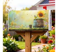 Coperture magnetiche per cassette postali a forma di girasole, in stile rustico, con uccelli, farfalle, gialle, per decorazioni da giardino e esterni, 45,7 x 53,7 cm