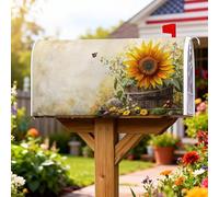 Coperture magnetiche per cassette postali a forma di girasole, protezione per cassetta postale in stile rustico con farfalla, colore giallo, per decorare il giardino e il cortile, 45,7 x 53,3 cm