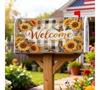 Coperture magnetiche per cassette postali a forma di girasole, rustiche con farfalla di benvenuto autunnale, decorazioni per cassette postali gialle per esterni, giardino, cortile, 45,7 x 53,3 cm