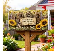 Coperture magnetiche per cassette postali a forma di girasole, rustiche con impronte di zampe, recinzione in legno, decorazioni estive gialle per cassette postali per la decorazione del portico