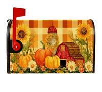 Coperture magnetiche per cassette postali a forma di girasole, rustiche fattoria, zucca, fienile autunnale, arancione, protezione per la decorazione della porta d'ingresso, 53 x 64 cm