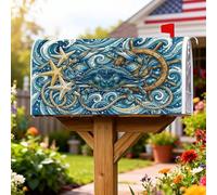 Coperture magnetiche per cassette postali a forma di granchio, con stella marina oceanica nautica, decorazione estiva blu per cassette postali per casa e giardino, 45,7 x 53,3 cm