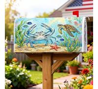 Coperture magnetiche per cassette postali a forma di granchio, con tartaruga colorata marina e stella marina, copertura estiva per cassetta della posta da giardino e cortile, 45,7 x 53,3 cm