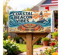 Coperture magnetiche per cassette postali a forma di granchio, copertura per cassetta postale con onde marine costiere e faro, per esterni, giardino, cortile, decorazione 45,7 x 53,3 cm