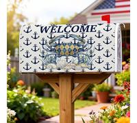 Coperture magnetiche per cassette postali a forma di granchio, decorazione per cassetta postale blu costiera nautica con conchiglie estive per giardino e patio, 45,7 x 53,3 cm