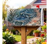Coperture magnetiche per cassette postali a forma di granchio, guscio di corallo naturale oceano blu estate per decorazioni da giardino 45,7 x 53,7 cm