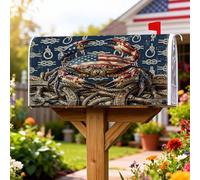 Coperture magnetiche per cassette postali a forma di granchio, in corda rustica nautica con stelle, copertura per cassetta postale rossa, decorazione per esterni, 53 x 64 cm
