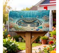Coperture magnetiche per cassette postali a forma di granchio, oceano marino, corallo, alghe, estate, blu, decorazione per esterni e cortile, 53 x 64 cm