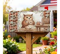 Coperture magnetiche per cassette postali a forma di gufo, autunnali rustiche al caffè, ciambella marrone, per decorazioni per casa e giardino, 45,7 x 53,3 cm