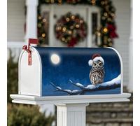 Coperture magnetiche per cassette postali a forma di gufo, copertura per cassetta della posta natalizia con neve, luna, colore blu, per decorazione portico anteriore, 53 x 64 cm