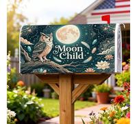 Coperture magnetiche per cassette postali a forma di gufo, copertura per cassetta postale bohémien fantasiosa luna e ninfea autunnale, copertura per cassetta postale per giardino, cortile, decorazione