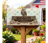 Coperture magnetiche per cassette postali a forma di gufo, copertura per cassetta postale rustica con stella marina e conchiglia, per esterni, giardino, cortile, decorazione, 45,7 x 53,7 cm