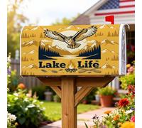 Coperture magnetiche per cassette postali a forma di gufo, coperture per cassette postali esterne rustiche montagne lago estate giallo per esterni decorazione da giardino 53 x 64 cm