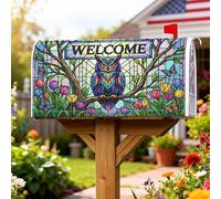 Coperture magnetiche per cassette postali a forma di gufo, decorative ispirate alla natura, tulipani, farfalle, primaverili, vivaci e stagionali, per decorazioni per casa e giardino, 45,7 x 53,3 cm