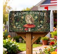 Coperture magnetiche per cassette postali a forma di gufo, fantasiose decorazioni per cassette postali ispirate alla natura, funghi e felci autunnali, per decorazione del prato, 53 x 64 cm
