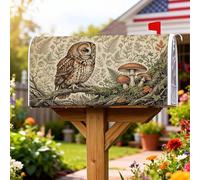 Coperture magnetiche per cassette postali a forma di gufo, ispirate alla natura, stile rustico, con ramo di fungo, tonalità della terra, protezione per la decorazione del cortile anteriore, 53 x 64 cm