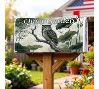 Coperture magnetiche per cassette postali a forma di gufo, piante di ninfea rustiche naturali verdi primaverili, per decorazioni da giardino e esterni, 45,7 x 53,7 cm