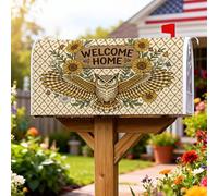 Coperture magnetiche per cassette postali a forma di gufo, rustiche, con foglie di girasole, copertura per cassetta della posta gialla, decorazione da giardino per esterni, 45 x 53 cm