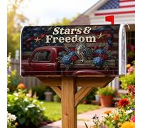Coperture magnetiche per cassette postali a forma di gufo, rustiche e vintage, con fiori per il giorno dell'indipendenza, colore rosso, per decorazioni da cortile, 45,7 x 53,7 cm