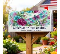 Coperture magnetiche per cassette postali a forma di libellula, copertura per cassetta delle lettere da giardino ispirata alla natura, motivo peonia floreale primaverile, per esterni, decorazione per