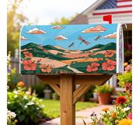 Coperture magnetiche per cassette postali a forma di libellula, estate natura, montagne ibisco, coperture per cassette postali per esterni, decorazioni per casa e giardino, 53 x 64 cm