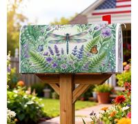 Coperture magnetiche per cassette postali a forma di libellula, ispirate alla natura primaverile, con farfalla, lavanda, primavera, verde, decorazione per portico anteriore, 53 x 65,5 cm