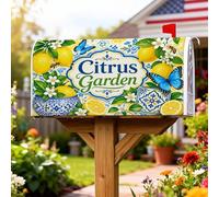 Coperture magnetiche per cassette postali a forma di limone, copertura per cassetta della posta gialla vibrante con farfalle e fiori primaverili per decorazioni per la casa e il giardino, 53 x 64 cm