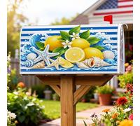 Coperture magnetiche per cassette postali a forma di limone, copertura per cassetta postale estiva con stelle marine, conchiglie gialle estive per esterni, decorazione da cortile, 45,7 x 53,7 cm
